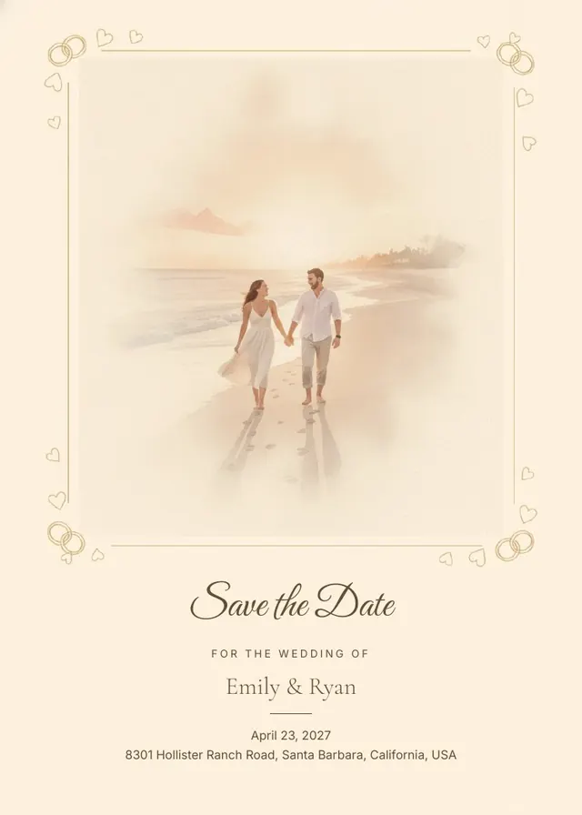 Painted portrait save the date sample
